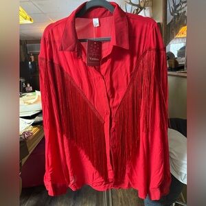 Verdusa sz xxl western shirt with fringe, nwt